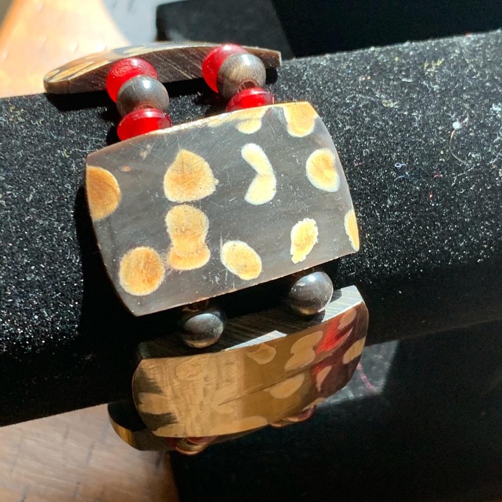 Handmade bone and wood African American bracelet